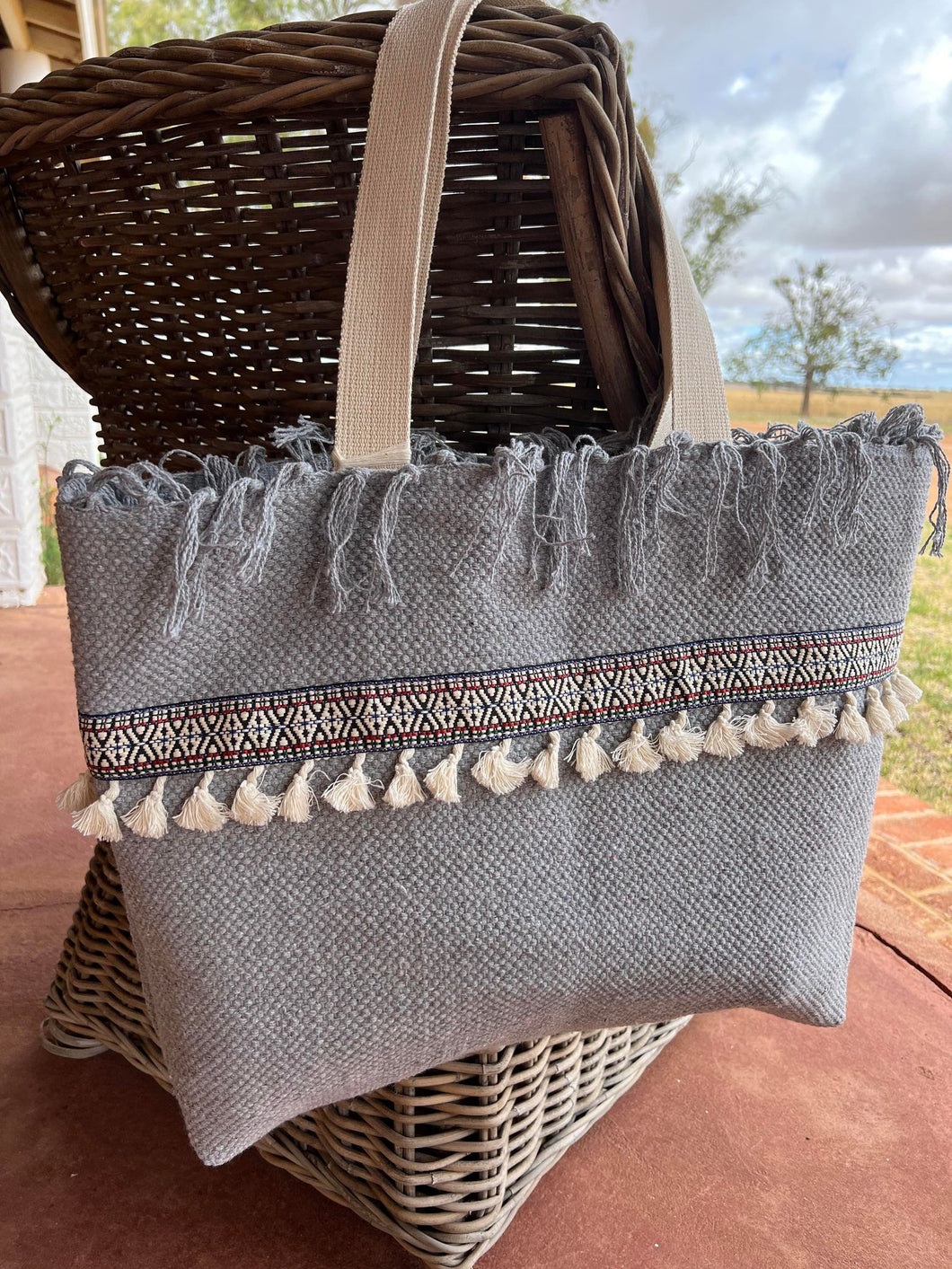 Beach Bag / Tote Bag - Light Grey